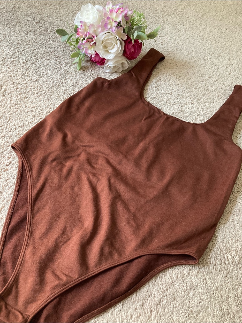 a new day Rust Brown Scoop-Neck Bodysuit